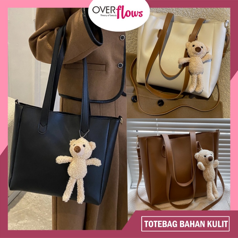 OVERFLOWS.ID TOTE BAG ARTIFICIAL LEATHER KOREAN STYLE TAS TOTE BAHAN KULIT BUATAN