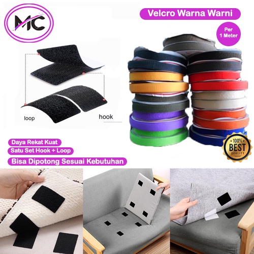 Velcro Perekat Serbaguna Velcro Tape Hook Dan Loop Prepet Velkro Kretekan 1 Set Kasar Dan Halus Magic Tape Velcro