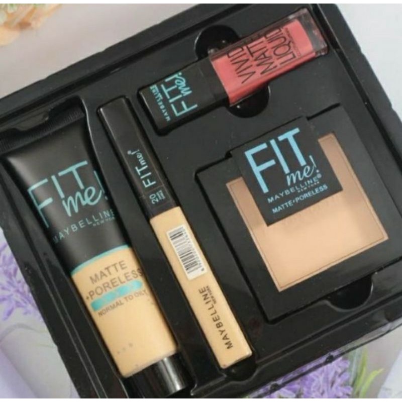 Maybelline Fit Me Set Foundation Bedak Concealer 4in1 - 3in1- 2in1 /  MAKE UP SET 3IN1