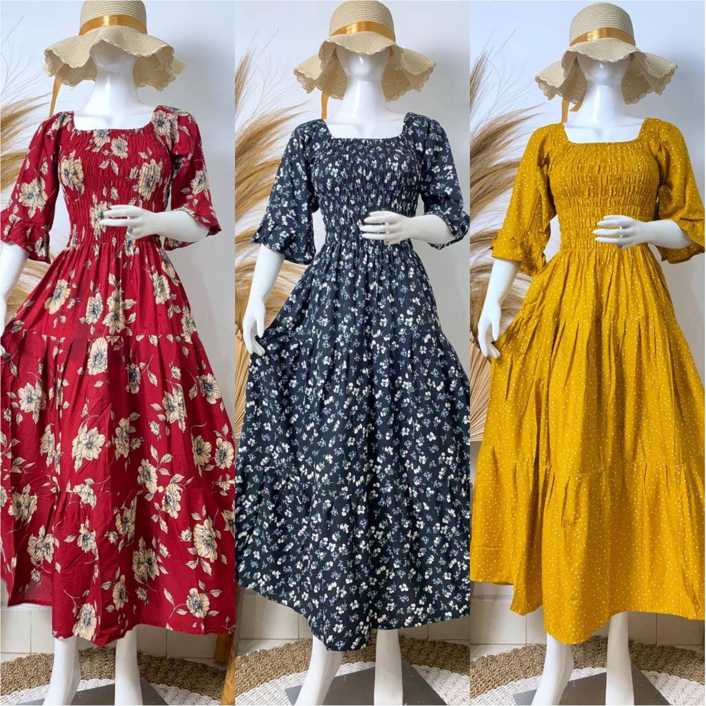 LONG DRESS  CASANDRA SUSUN TANGAN 7/8 /DRESS KERUT PANJANG.