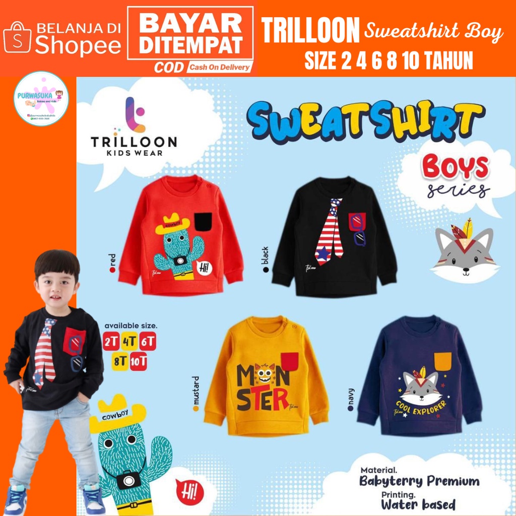 TRILLOON SWEATSHIRT ANAK LAKI-LAKI USIA 2 4 6 8 10 TAHUN