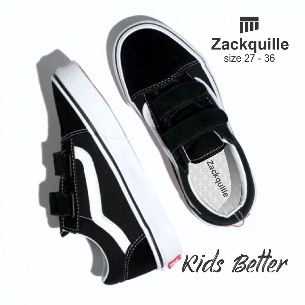 sepatu sneakers kids laki perempuan sepatu santai shoes sneakers tanpa tali velcro sepatu sekolah paud tk sd smp anti slip anti licin bahan premium ZACKQUILLE kualitas import