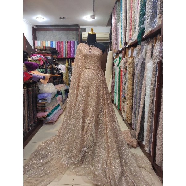 Kain Tile Sugar Candy Gradasi Ombre Cream - Gold