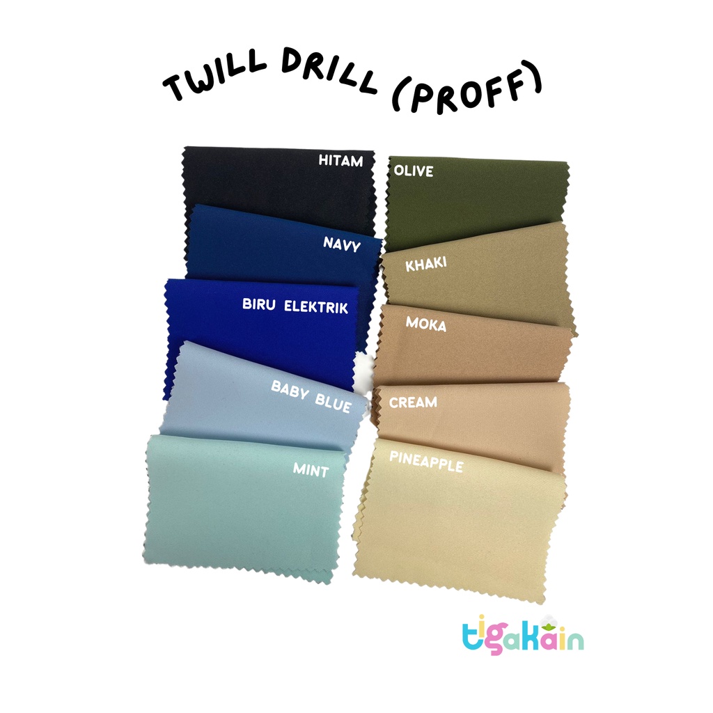 0.5 Meter Twill Drill Proff / Bahan Celana/ Bahan Seragam/ PDH/ Blazer