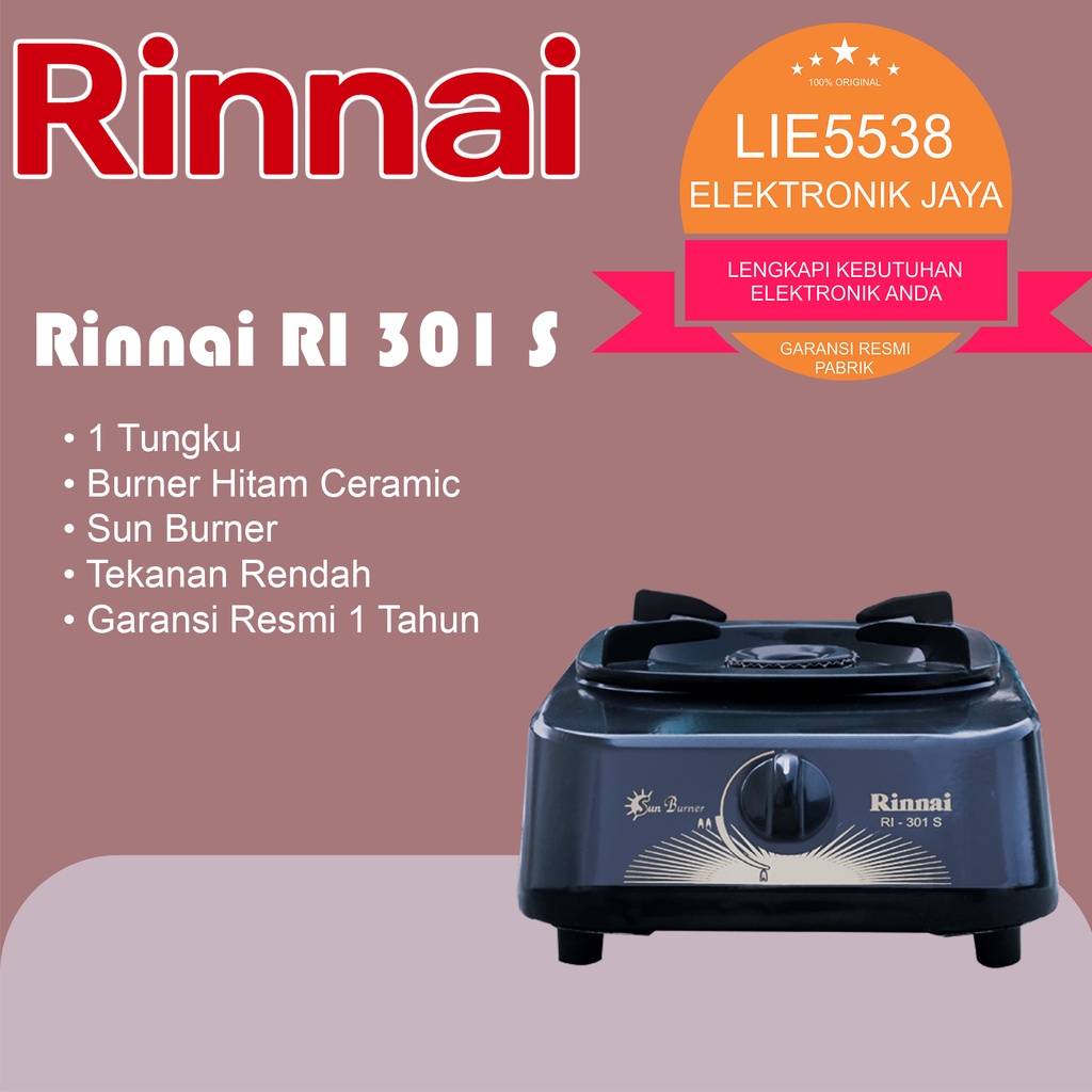 Kompor gas RINNAI RI 301 S / RI301S teflon