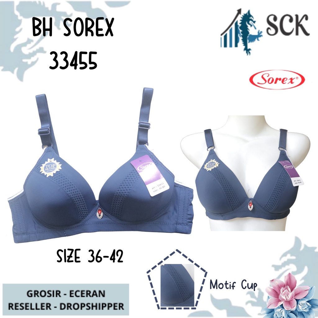 BH SOREX 33455 Busa Sedang Tanpa Kawat Kait 3 Setara Cup B-C / BH Busa Tipis