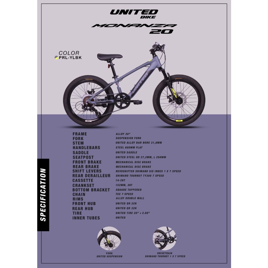 PROMO SEPEDA GUNUNG MTB UKURAN 20 MONANZA BY UNITED SEPEDA GUNUNG