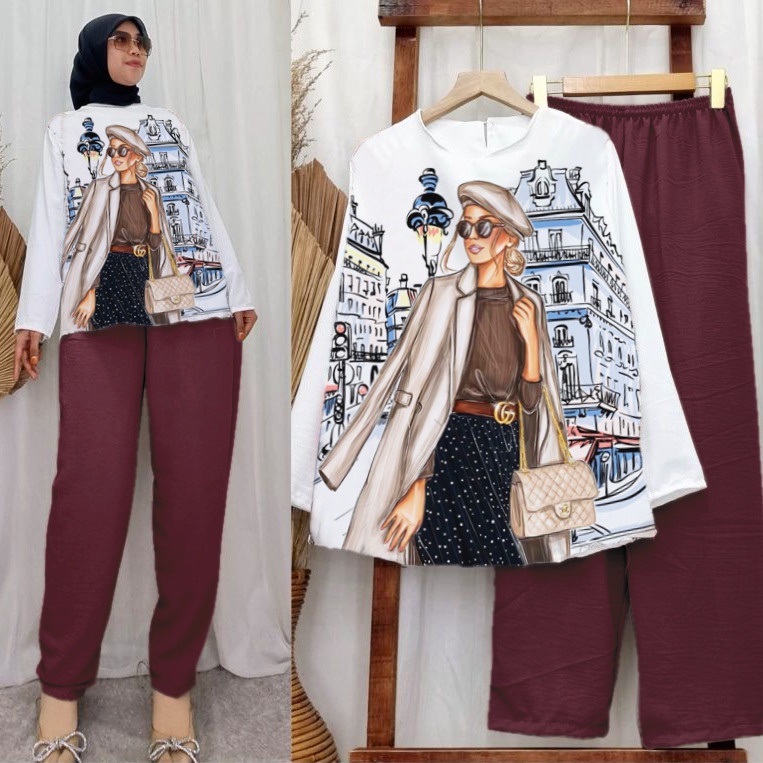 RILLO - MAIRA SET CRINKLE  JUMBO PRINTING DEPAN VIRAL LD 120