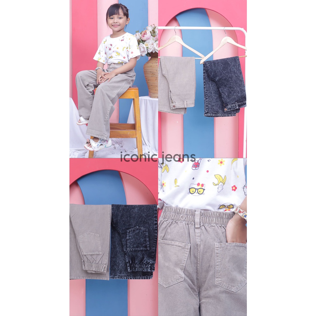 MOZZA KIDS CULLOTE JEANS/ kulot jeans anak usia 7-11 tahun pinggang karet simple korean look