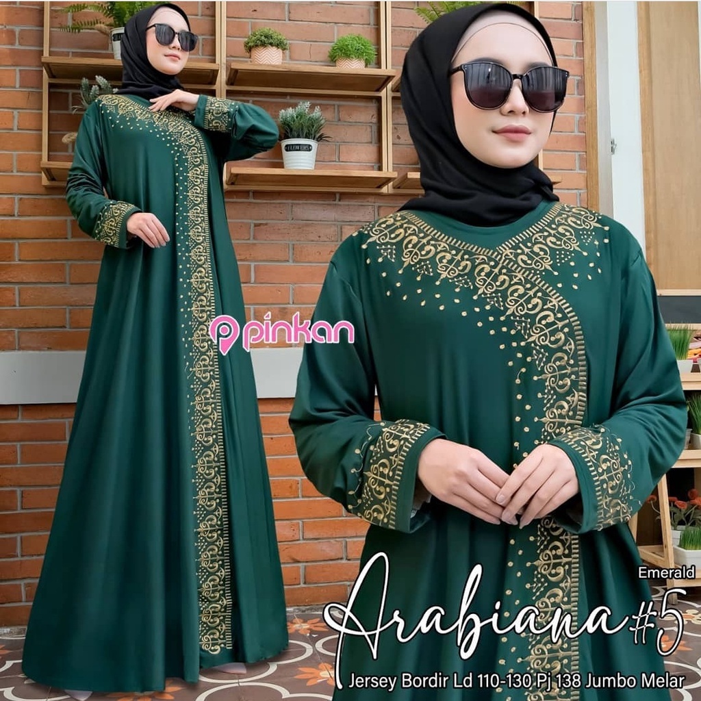 Tamam Maxy Arabiana #5 Soleram Gamis Jumbo Jersey Motif Bordir Timbul xxxl Ld 130cm Arabian Abaya Gamis Lebaran Remaja Muslimah Terbaru Seragaman Pengajian Murah Dress Wanita Muslimah Syar'i Gamis Polos Tebal Premium Warna Hitam Maxi