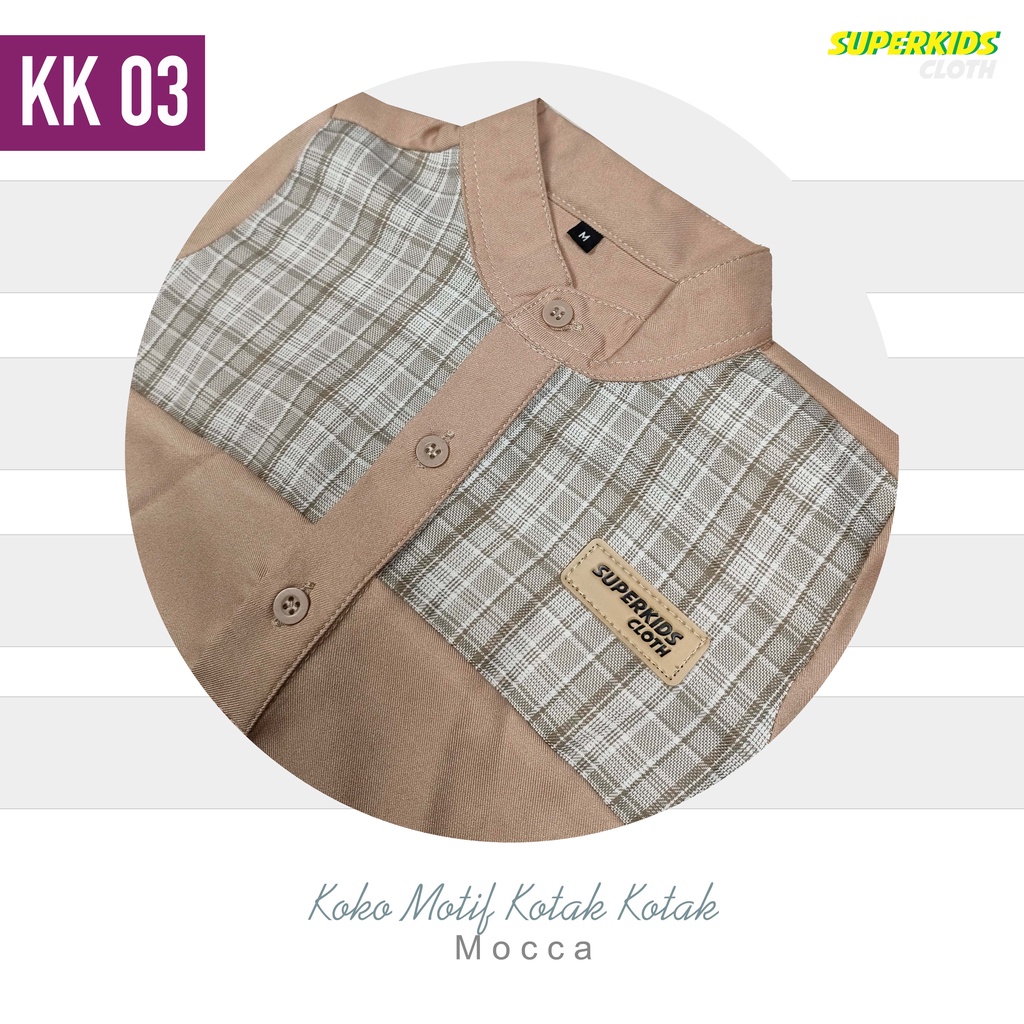 Baju Muslim Koko Anak Laki-Laki Kotak-Kotak Mocca SUPERKIDSCLOTH 1-10 Tahun