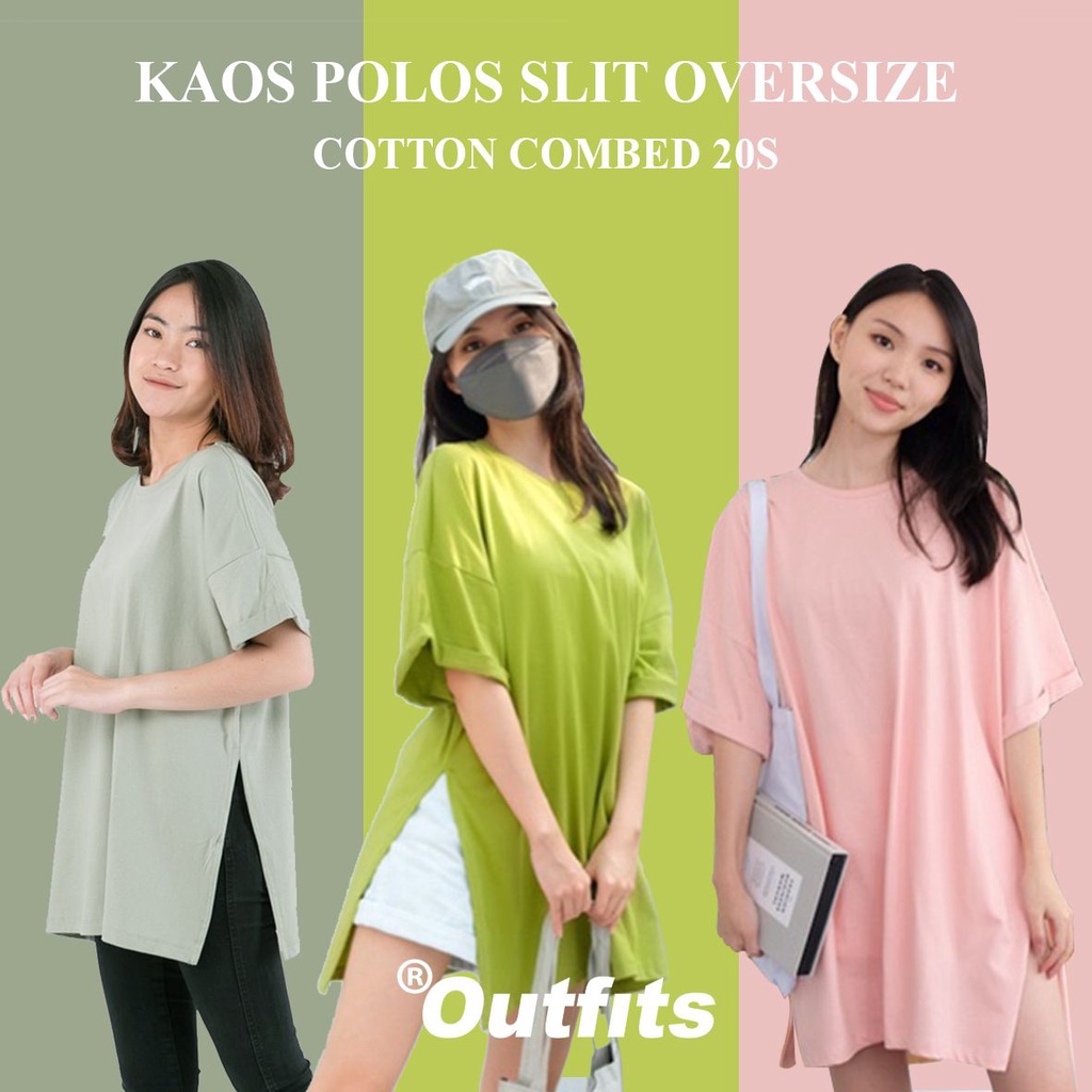 KAOS OVERSIZE T SHIRT WITH HIGH SLIT WANITA