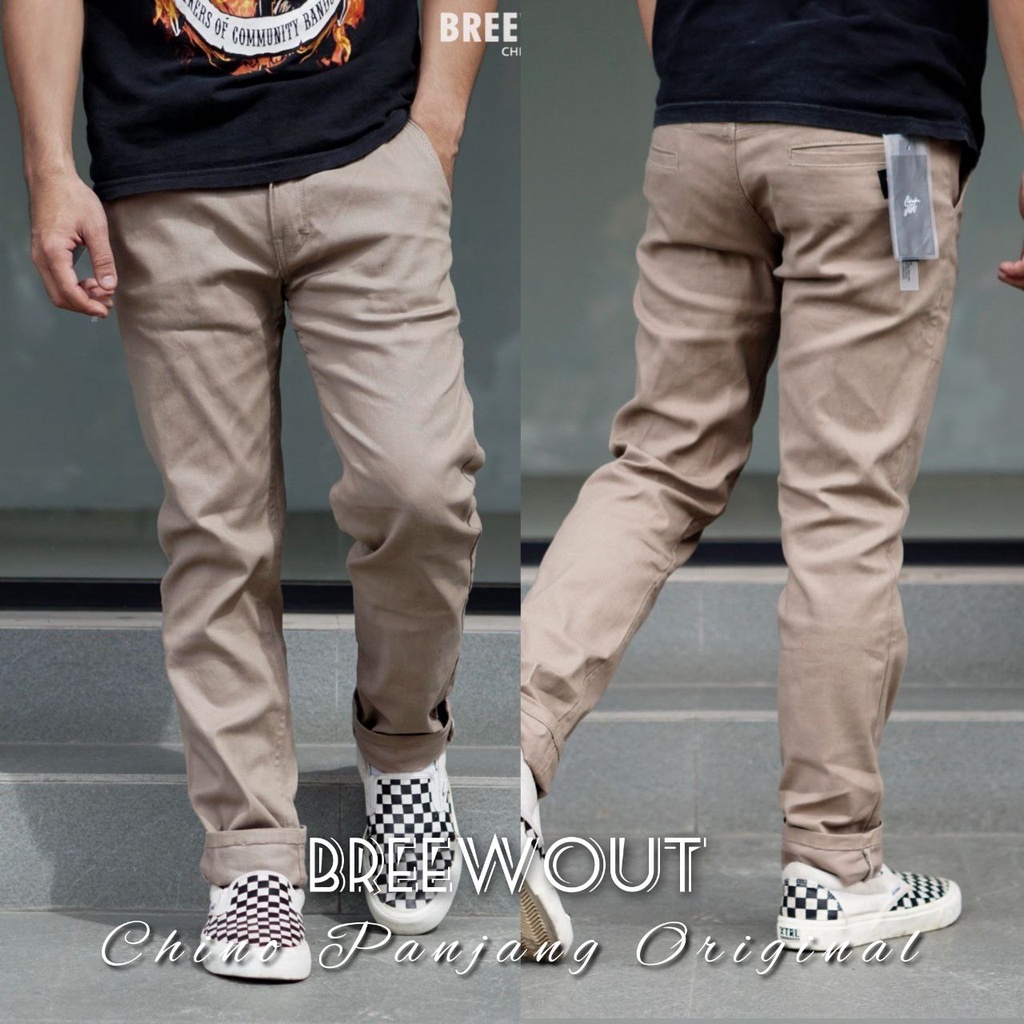 BREEWOUT Original Seri 025 Celana Panjang Chino casual BREEWOUT chino panjang Coklat moca