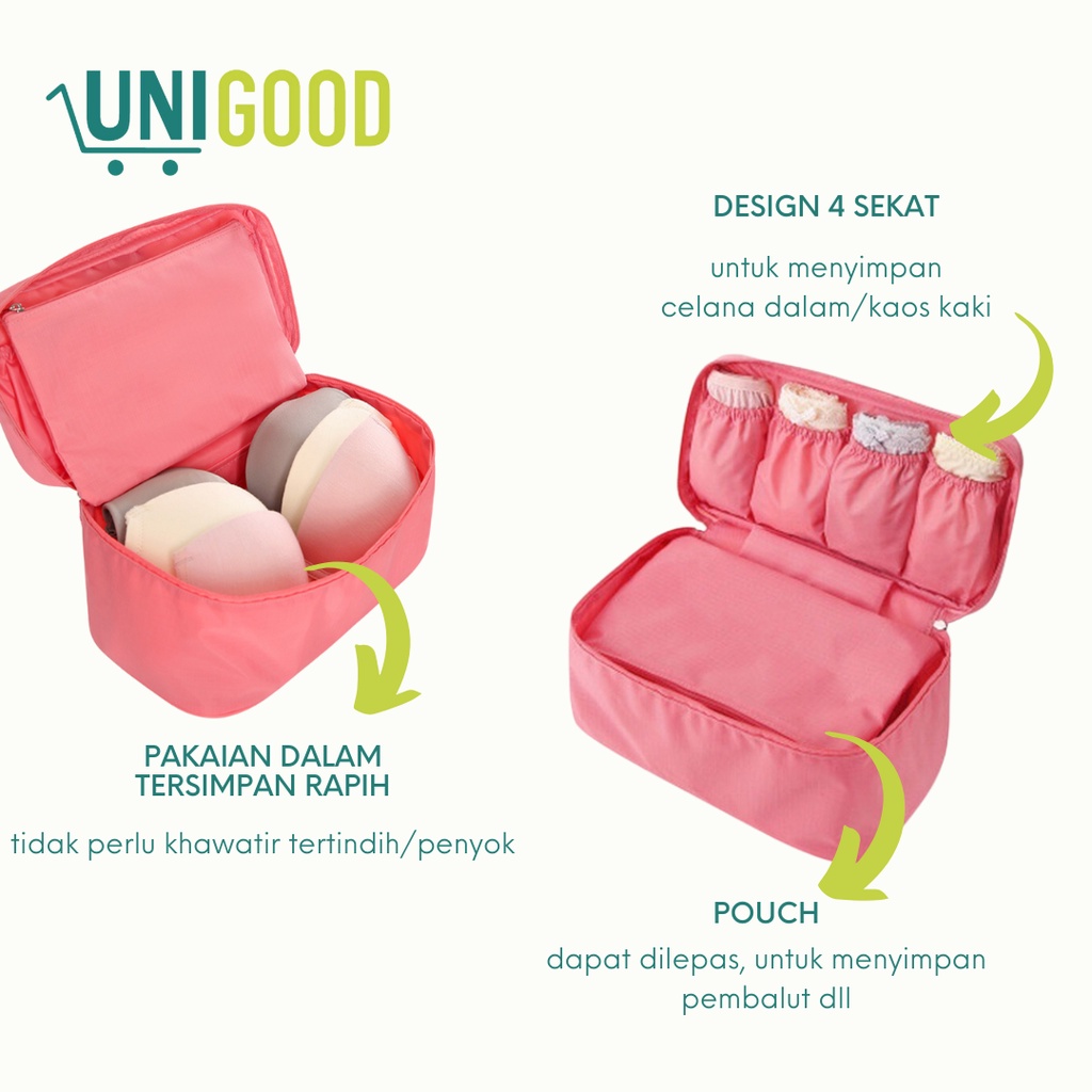 UNIGOOD - Underwear Travel Bag Tas Pouch Organizer Dalaman Waterproof