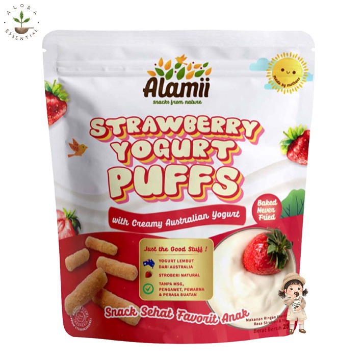 Alamii Puff 30gr Snack Bayi - Alamii Puffs - Strawberry Yogurt Puff