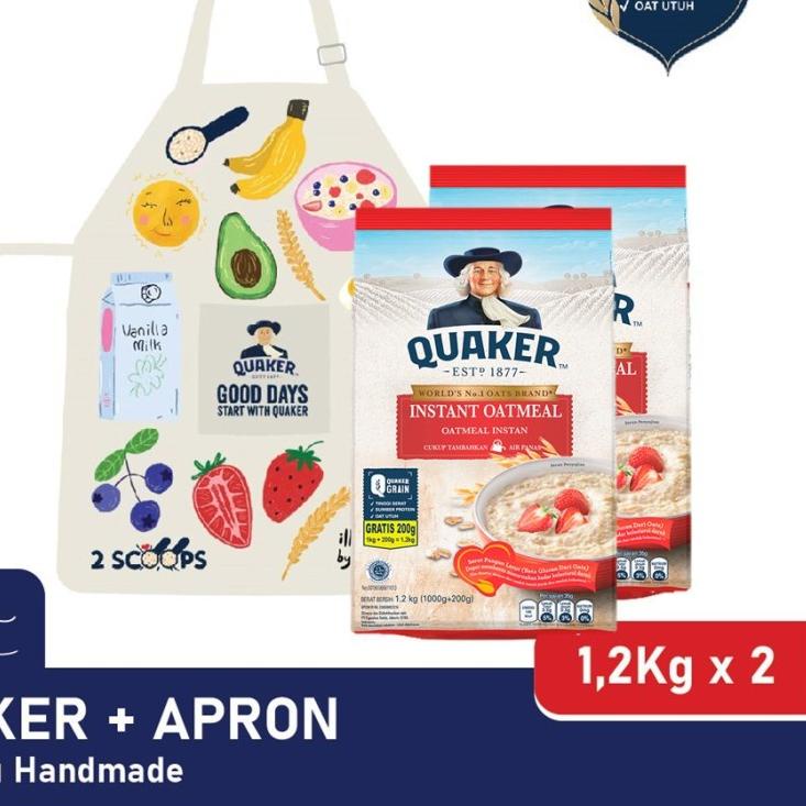 

☚ Quaker Instant Oatmeal 1,2kg Twinpack + Apron by Ideku Handmade ➲