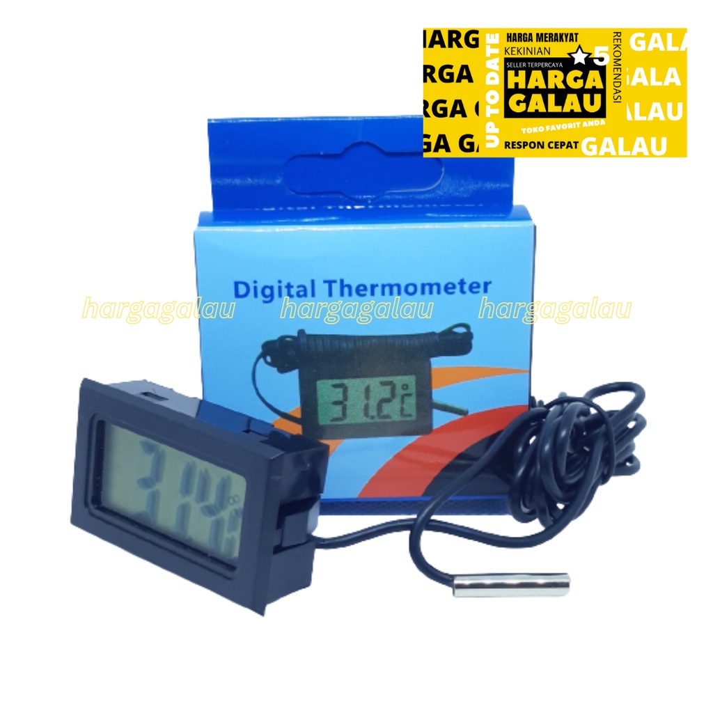 Mini Digital Thermometer Pengukur Suhu Ruang + kabel 1meter Termometer Waterproof Mini Digital Thermomete 1m