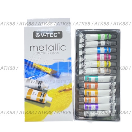 

Cat Acrylic Metallic Colour VTEC Cat Akrilik 12 Warna 6ml V-Tec