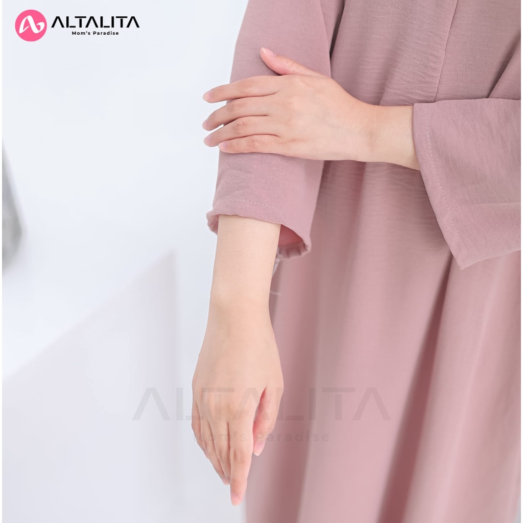 Altalita - Daster Gamis Polos Panjang Lengan 3/4 Cringcle Airflow Kekinian Semata Kaki Busui Jumbo LD 120