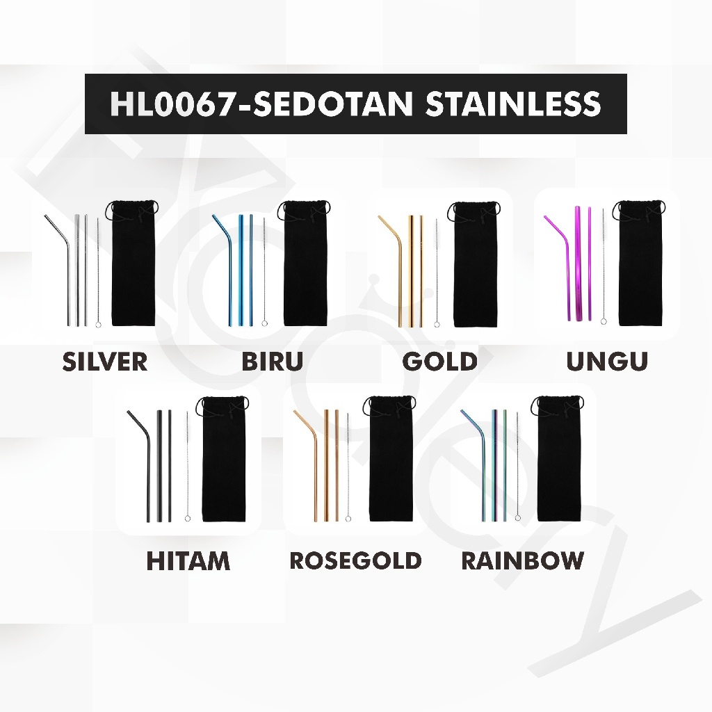 FYGALERY HL0067 Sedotan Stainless Steel 5 In 1 Reusable Straw Sedotan Minuman Set Lengkap Murah