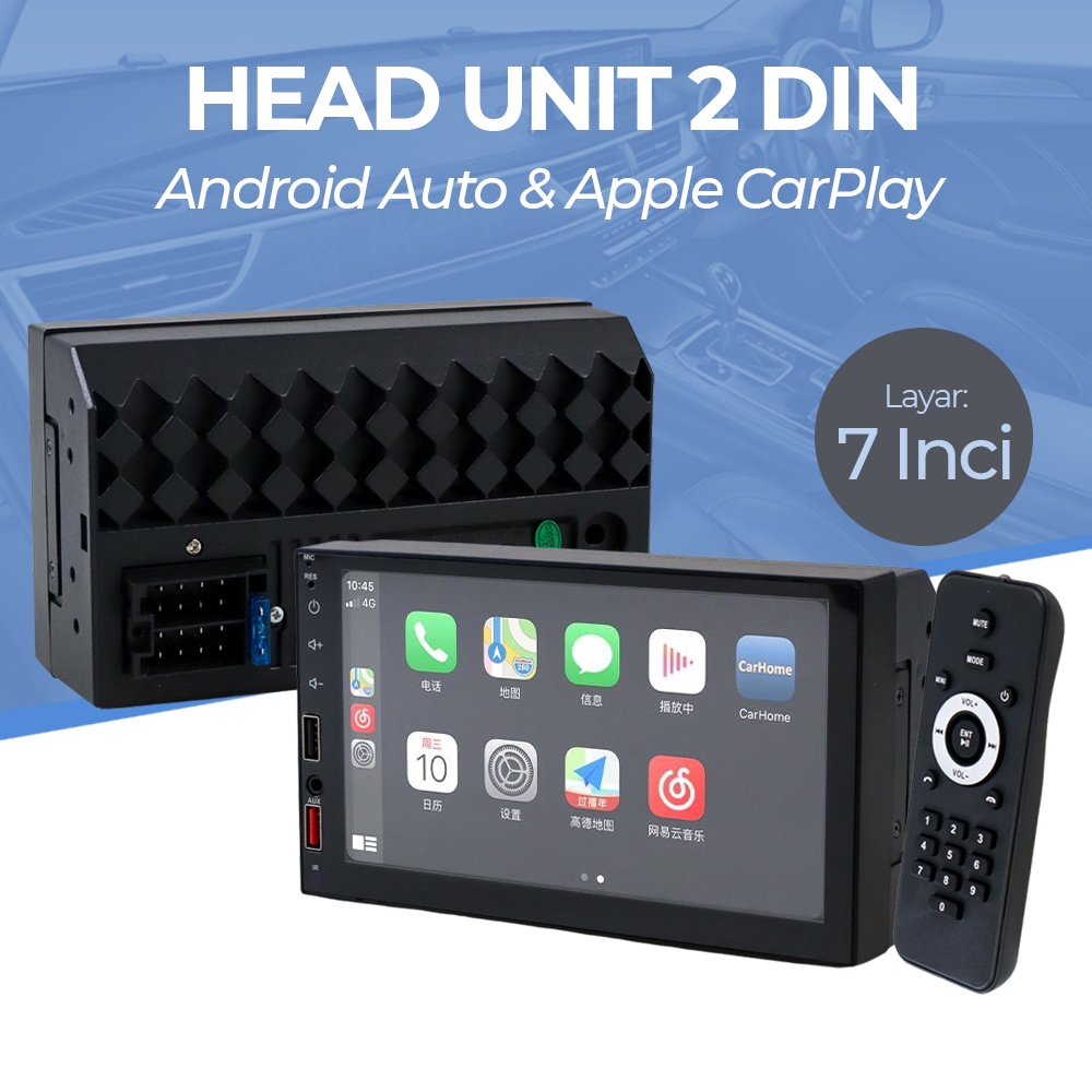 Head Unit CarPlay Double Din Bluetooth 5.1 - X2S - Black