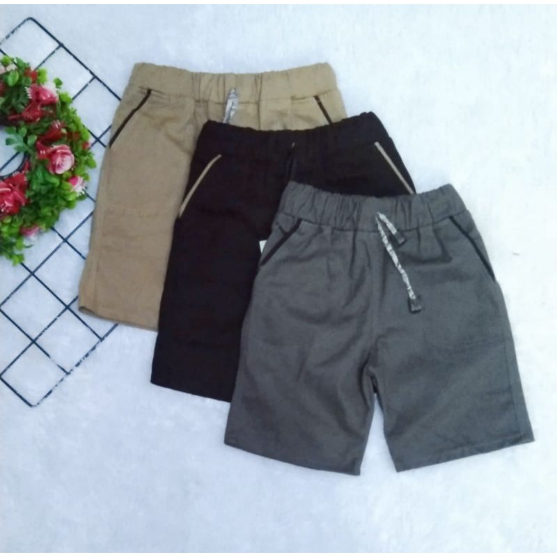 Celana Pendek Chino Anak Katun Twill Combed Stretch Cowok Cewek