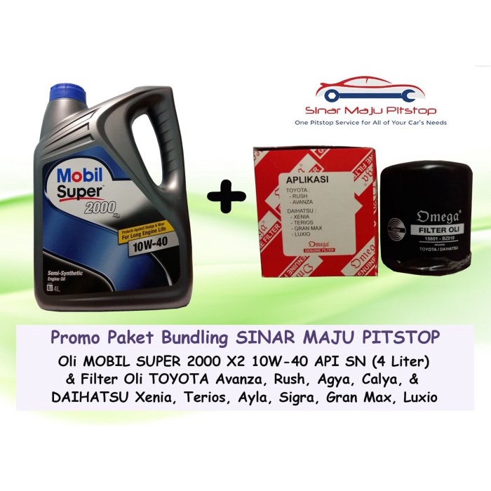 Paket Oli MOBIL SUPER 10W-40 API SN & Filter Oli TOYOTA AGYA & CALYA ORIGINAL