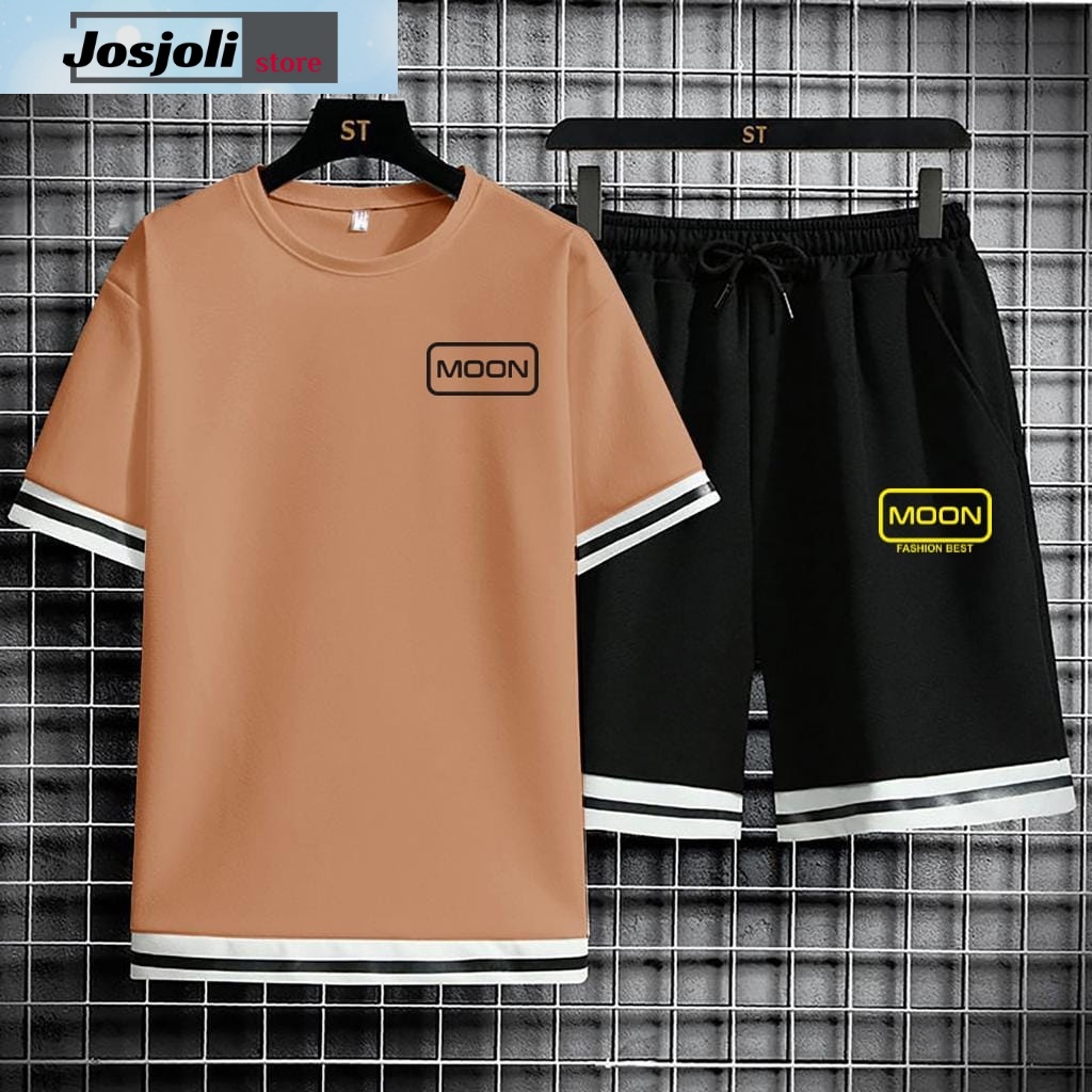 JOSJOLI_STORE/Stelan Moon/Satu Stel Atasan dan Bawahan Pria Dewasa/L XL