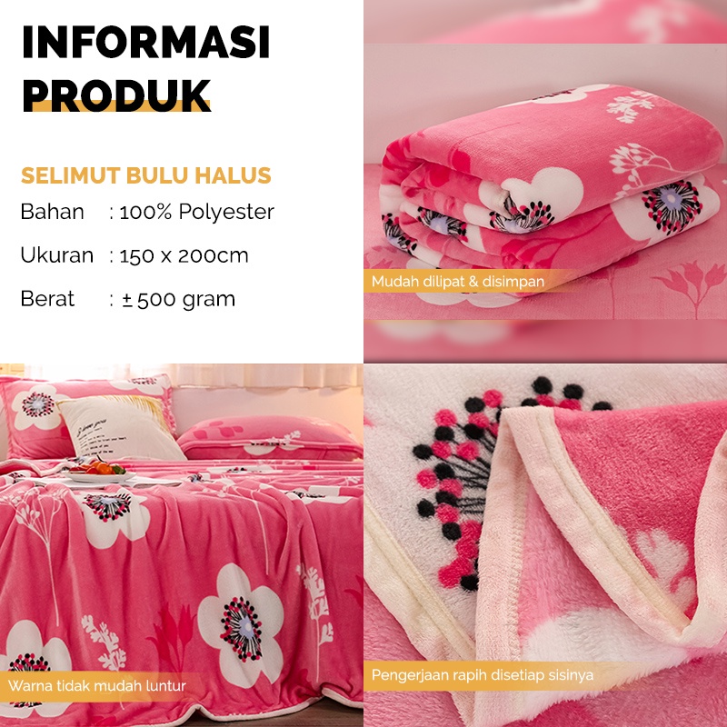 Selimut Tebal Premium Super Lembut Motif Ukuran 150x200cm Bahan Polyester Halus Dewasa Pria Wanita Perlengkapan Tidur Rumah Tangga Import - HK500 - 88Blanketstore