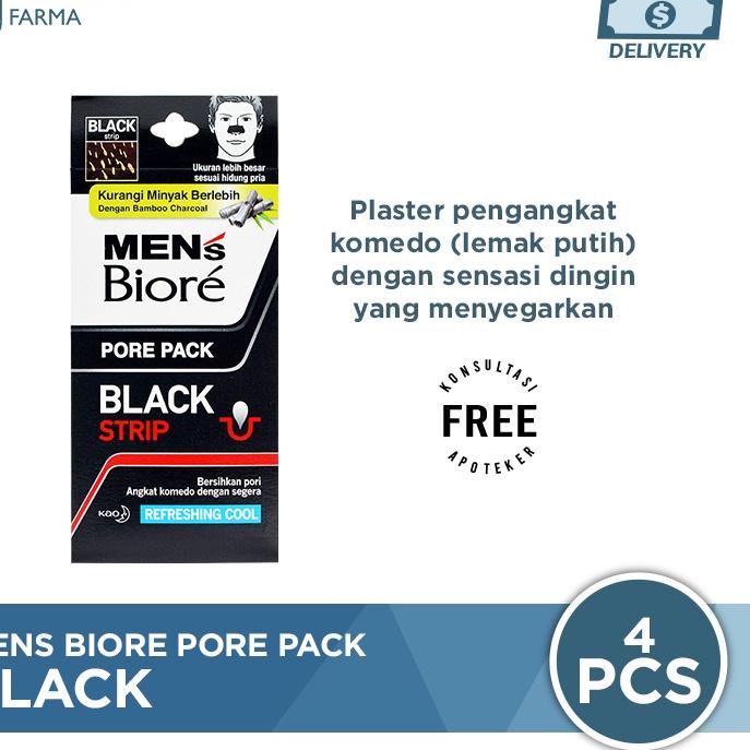 Murah nampol Mens Biore Pore Pack Black 4 Pcs - Plester Pengangkat Komedo Khusus Pria