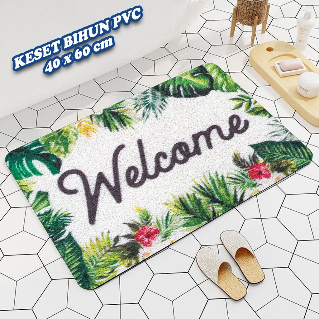 Keset Kaki Bihun Uk.40x60cm Bahan PVC Motif Random