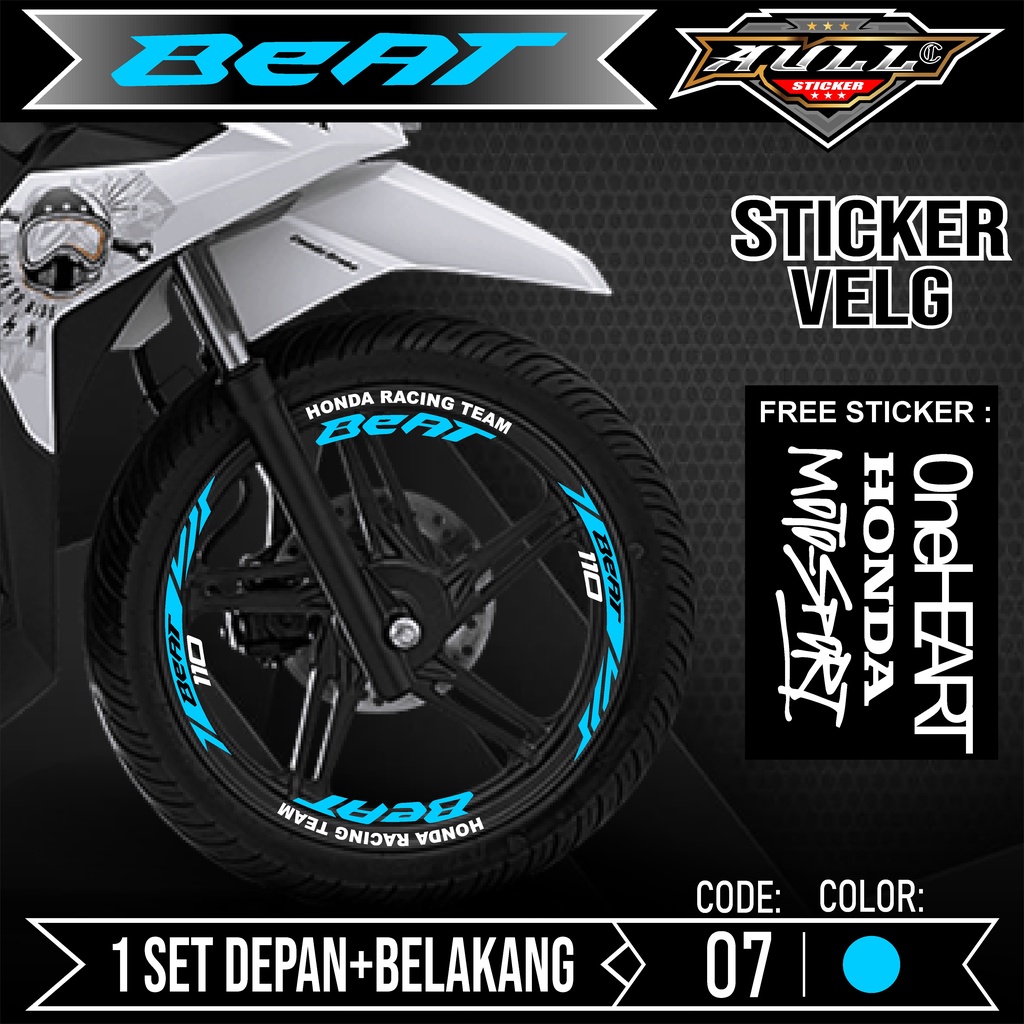 Cutting Sticker Velg BEAT - Aksesoris Stiker Cutting Sticker List Velg Motor Honda Beat Karbu Fi Esp Street Deluxe Lis Pelek Velk Variasi Set Depan Belakang - AullSticker CVAU BEAT 08