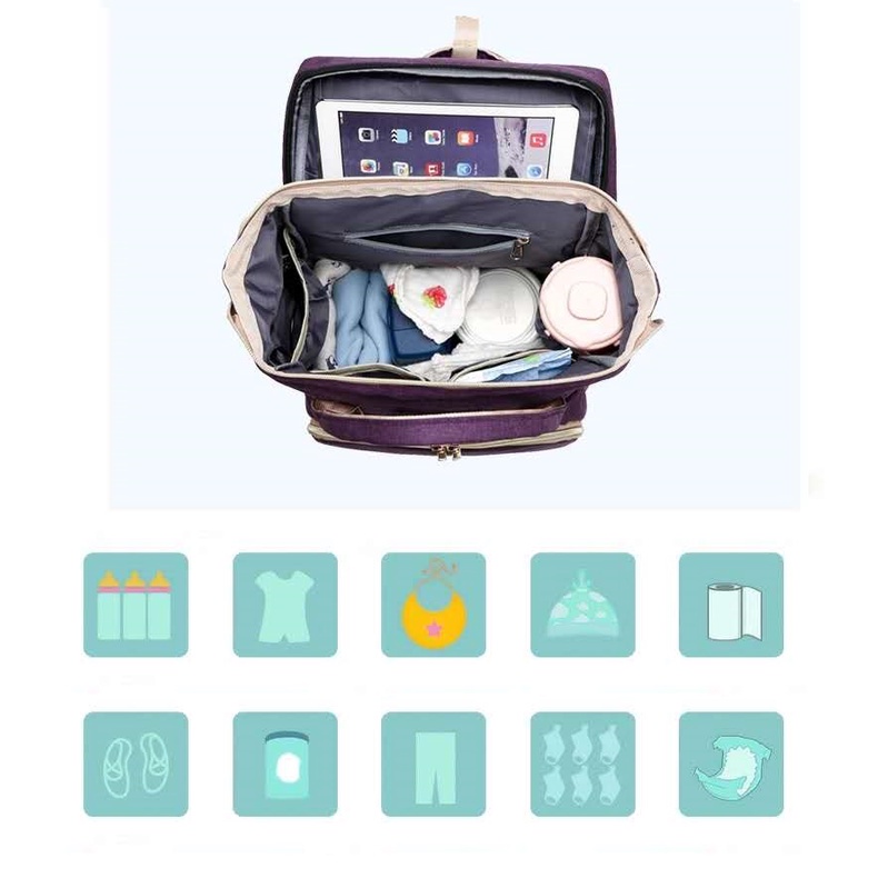 FYGALERY FYG1425 Tas Bayi Multifungsi Baby Diapers Bag Traveling Tas Ransel Perawatan Perlengkapan Backpack Waterproof Tempat Tidur Lipat Bayi Anti Air