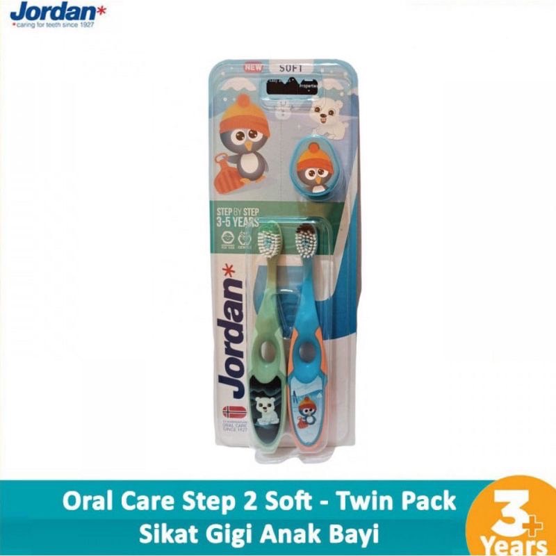 Jordan Oral Care Kids Twin Soft Isi 2 | Sikat Gigi (3-5 Years)