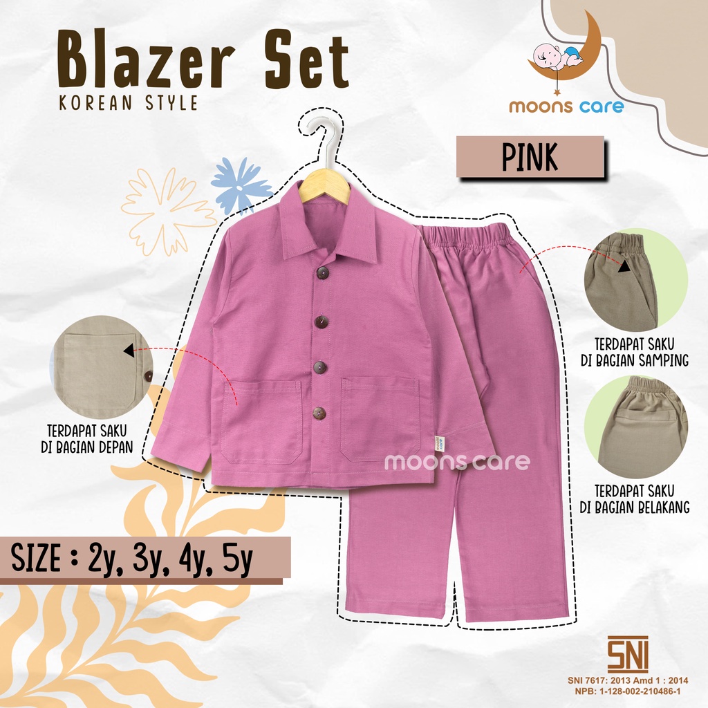 BLAZER KIDS SET MOONSCARE KOREAN STYLE - BLAZER ANAK - SETELAN BAJU ANAK KOREAN STYLE - BLAZER SET KIDS PEREMPUAN -  BAJU LEBARAN ANAK PEREMPUAN- BAJU LEBARAN ANAK PEREMPUAN- OUTFIT LEBARAN PEREMPUAN