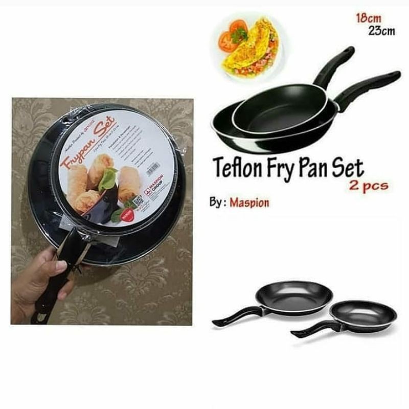 Frypan Teflon 2 set in1 18cm dan 23cm Panci set / Frypan Wajan Murah anti Lengket