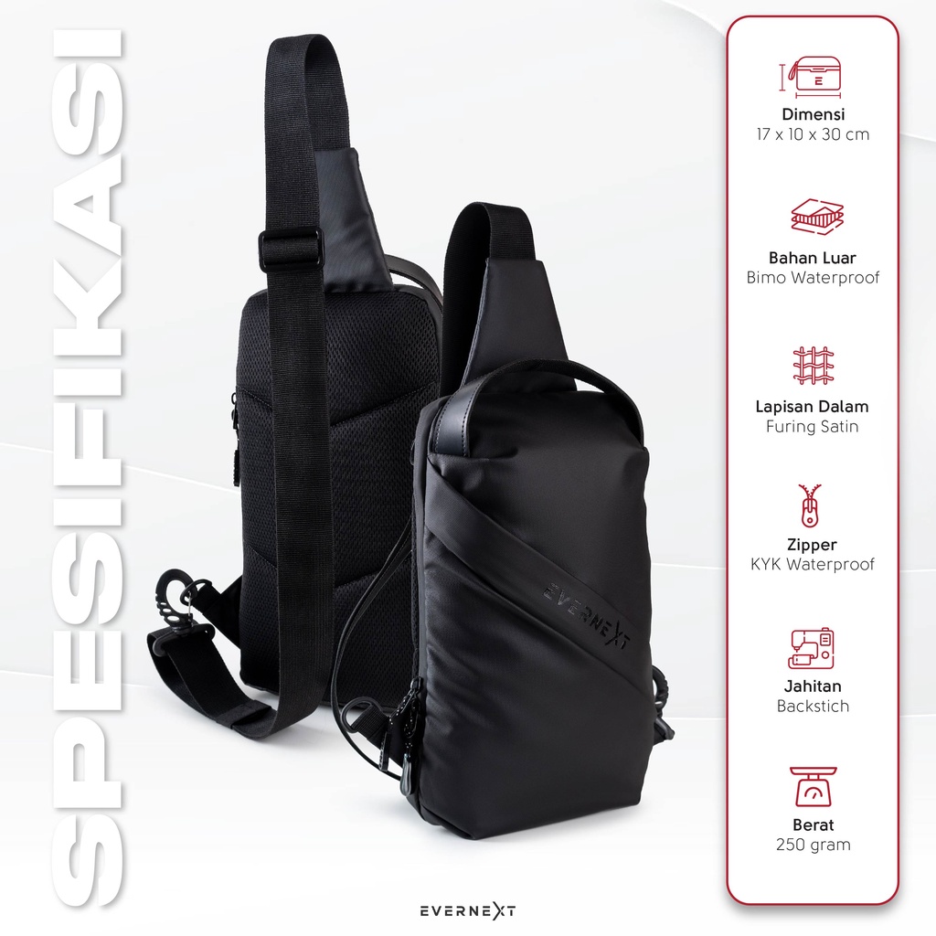 Sling Bag Pria Tas Selempang Original Sling Bag Hitam Tas Selempang Anti Air – HITAM