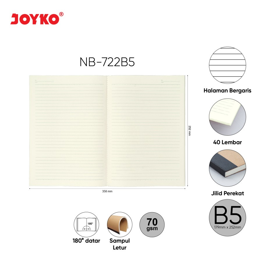 Ruled Notebook Buku Tulis Catatan Bergaris Joyko NB-722 B5 Fundamental