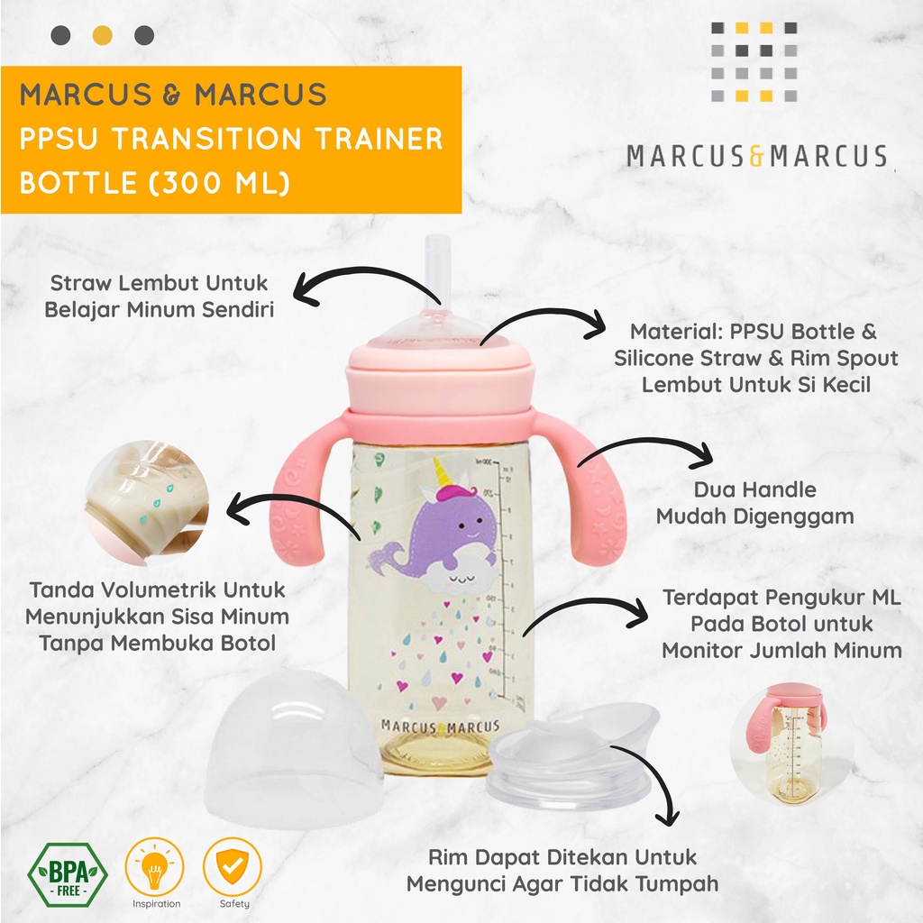 MARCUS &amp; MARCUS PPSU TRANSITION TRAINER BOTTLE 300ML