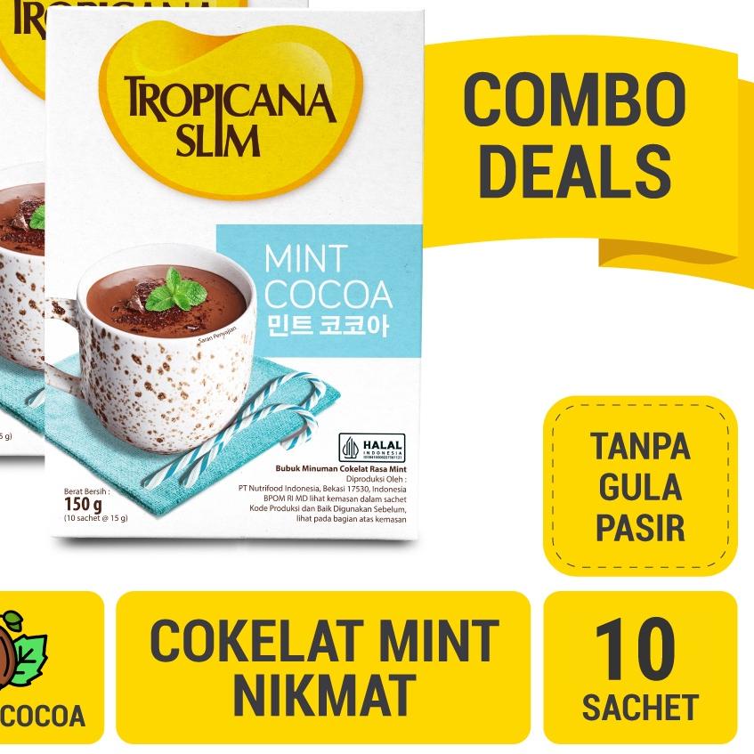 

❈ Twin Pack - Tropicana Slim Mint Cocoa 10 Sachet - Minuman Cokelat Mint Nikmat Tanpa Gula Pasir ۞