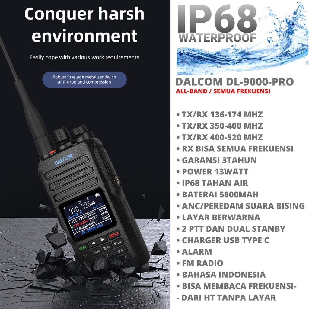 HT DALCOM JAPAN DL-9000 PRO 13W IP68 WATERPROOF