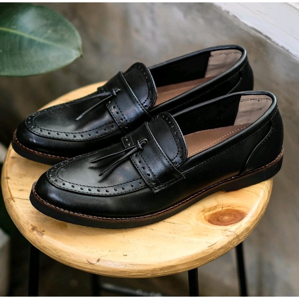 sepatu pria loafers moccasin black oxford casual formal BIG SIZE sepatu kerja main gaya cowok keren ukuran besar jumbo