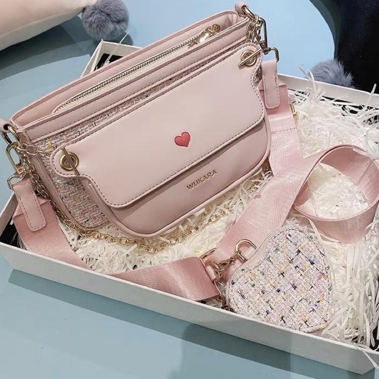 LANGSUNG KIRIM LADIESBAG - 2 IN 1 FREE POUCH TAS IMPORT SELEMPANG HANDBAG RANTAI WANITA CEWEK KONDAN