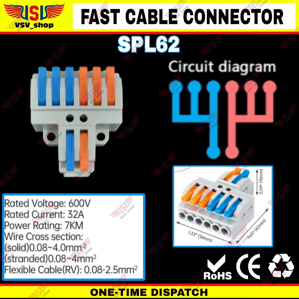 Terminal Konektor Kabel Sambung Cabang Quick Cable Connector 2to6 600V