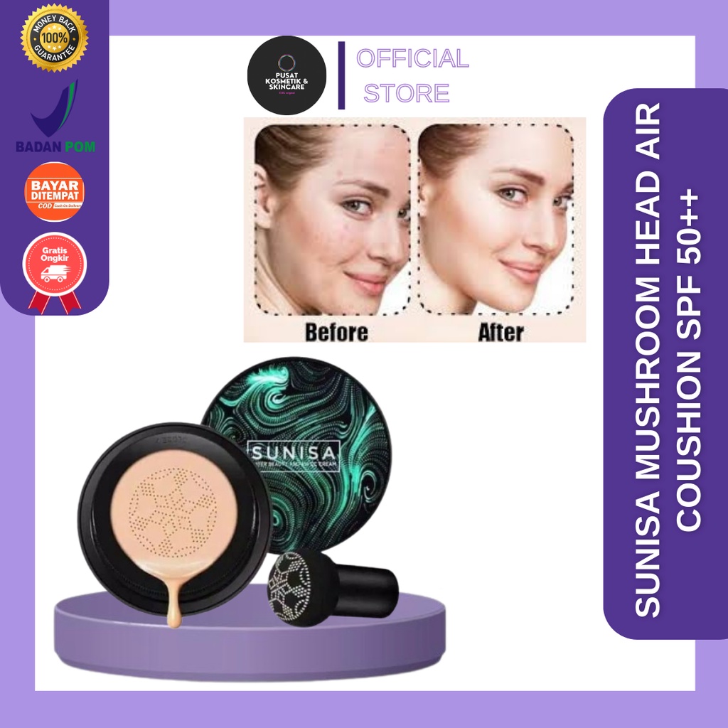 NO 1. PILIHAN TERBAIK !! SUNISA MUSHROOM HEAD AIR COUSHION SPF 50++- CC CREAM - BEDAK ANTI AIR 100% ORIGINAL//FOUNDATION BB CREAM