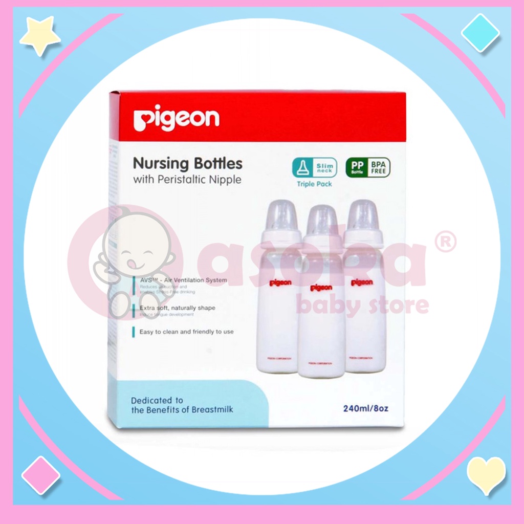 Pigeon Triple Pack PP KP 240Ml - With Silicone Nipple ASOKA