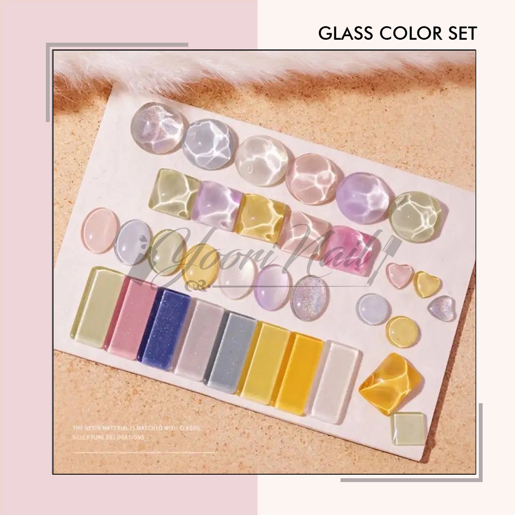 40pcs Glass color set 40 pcs display kutek nail art katalog warna kuku color chart