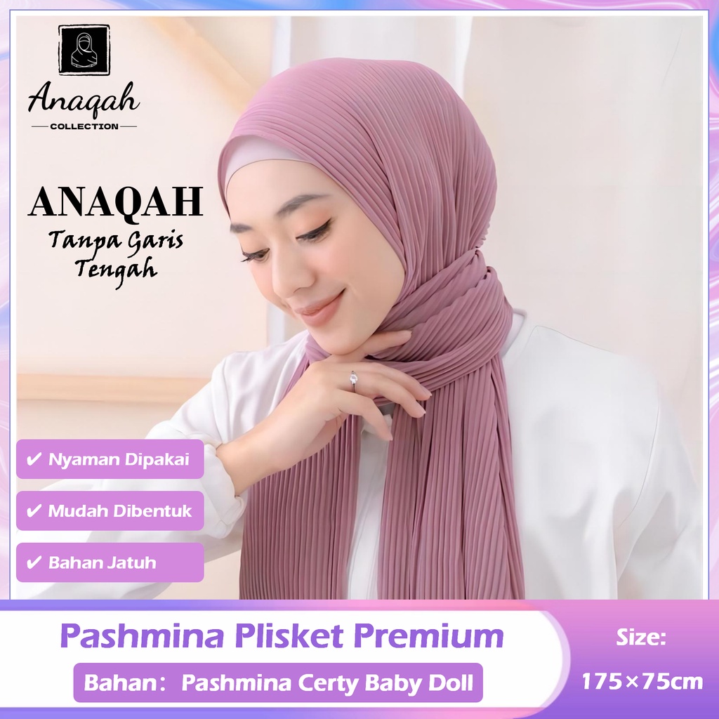 Pashmina Plisket Ceruty Baby Doll  Pashmina Plisket Premium  Jilbab Plisket Pashmina  Hijab Pashmina