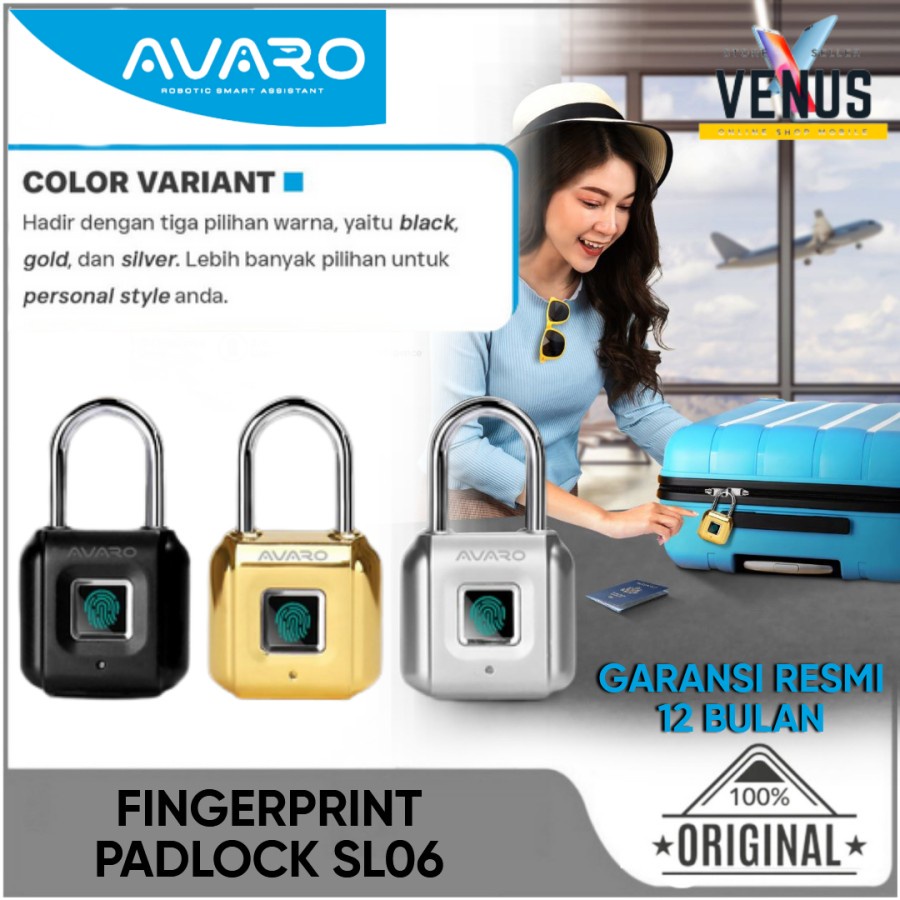 Avaro SL06 Smart Padlock Gembok Pintar AI Intelligence Zinc-alloy Steel