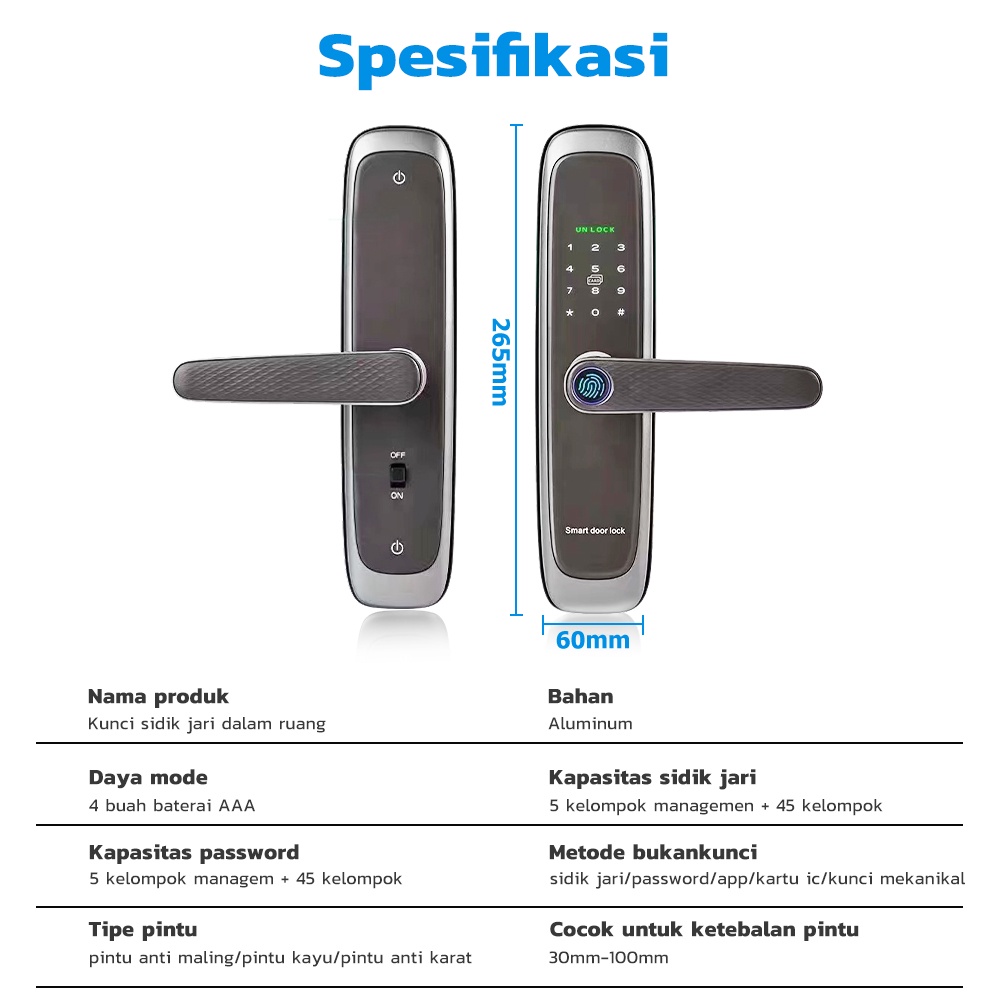 Kadonio Kunci Pintu handle kunci pintu Sidik Jari Password kunci pintar Kontrol App smart door lock kunci pintu elektrik